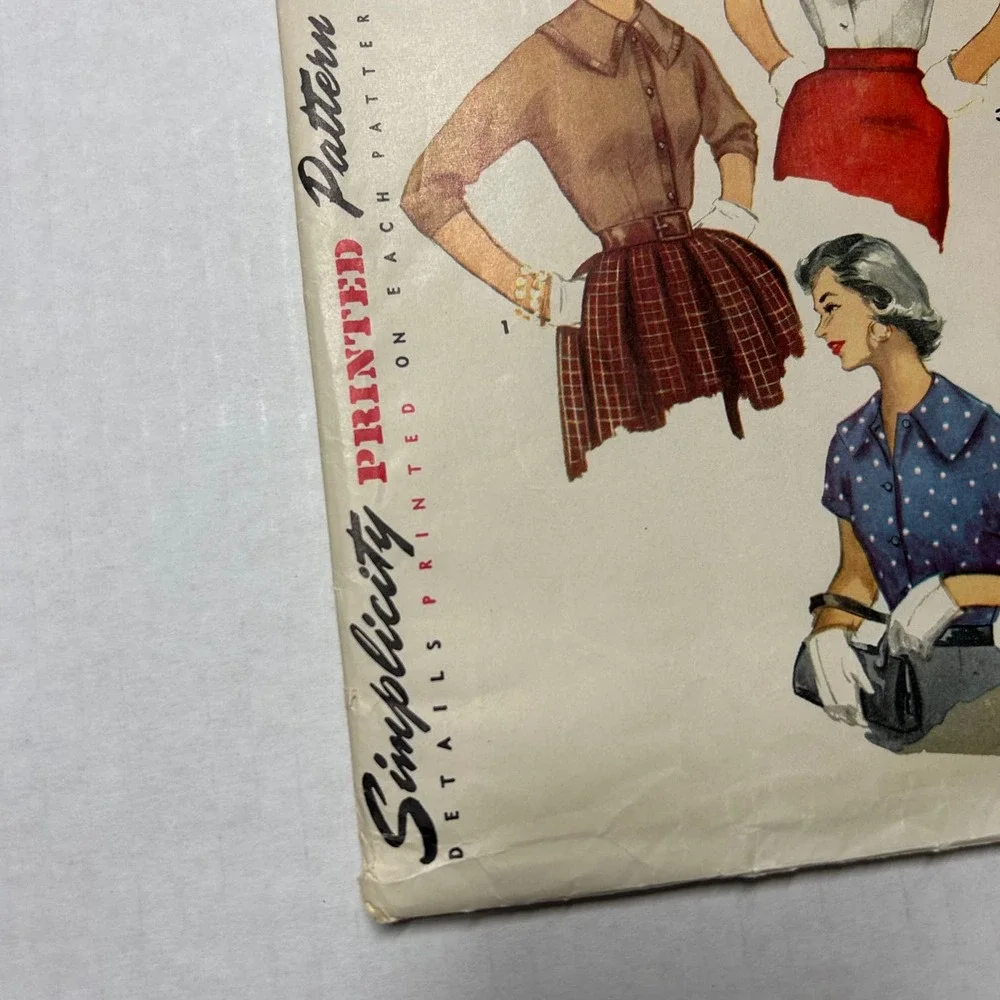 Simplicity Vintage 1950's Pattern #4977 Misses Blouse Size 14‎